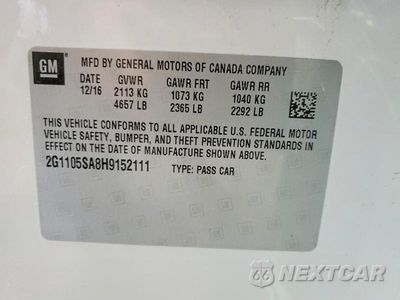 Zdjęcie 12 z 12 samochodu: 2017 CHEVROLET IMPALA LT VIN:2G1105SA8H9152111 - miniatura