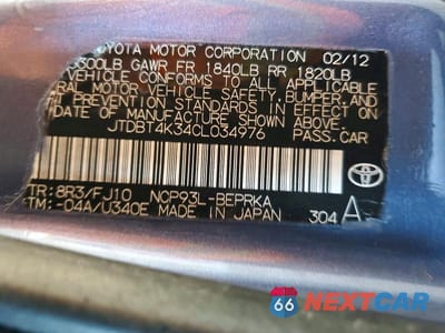 Zdjęcie 13 z 13 samochodu: 2012 TOYOTA YARIS FLEET VIN:JTDBT4K34CL034976 - miniatura