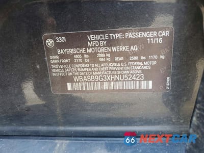 Zdjęcie 12 z 12 samochodu: 2017 BMW 330 I VIN:WBA8B9G3XHNU52423 - miniatura