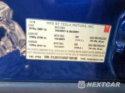 Zdjęcie 13 z 13 samochodu: 2016 TESLA MODEL S VIN:5YJSA1E40GF168188 - miniatura