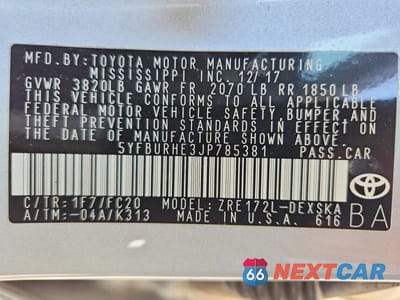 Zdjęcie 12 z 12 samochodu: 2018 TOYOTA COROLLA SE VIN:5YFBURHE3JP785381 - miniatura