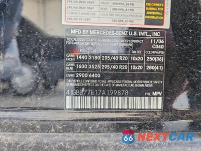 Zdjęcie 13 z 13 samochodu: 2007 MERCEDES-BENZ ML 63 AMG VIN:4JGBB77E17A199878 - miniatura