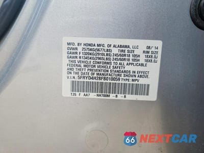 Zdjęcie 13 z 13 samochodu: 2015 ACURA MDX VIN:5FRYD4H28FB010059 - miniatura