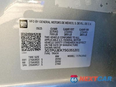 Zdjęcie 12 z 12 samochodu: 2025 GMC SIERRA K1500 ELEVATION-L VIN:3GTPUJEK7SG351201 - miniatura