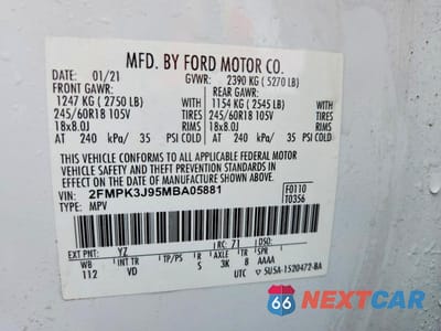 Zdjęcie 13 z 13 samochodu: 2021 FORD EDGE SEL VIN:2FMPK3J95MBA05881 - miniatura