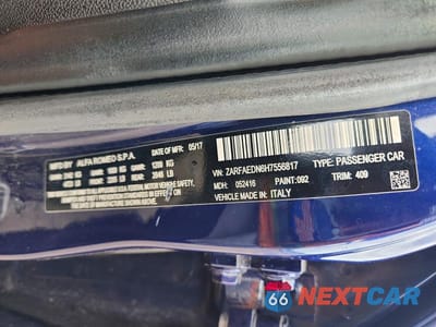 Zdjęcie 13 z 13 samochodu: 2017 ALFA ROMEO GIULIA Q4 VIN:ZARFAEDN6H7556817 - miniatura