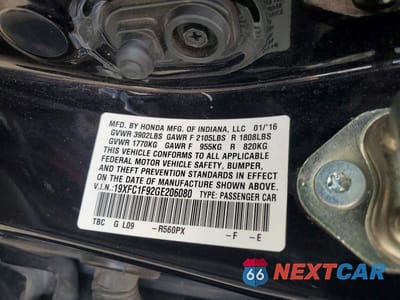 Zdjęcie 12 z 12 samochodu: 2016 HONDA CIVIC TOURING VIN:19XFC1F92GE206080 - miniatura