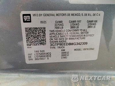 Zdjęcie 12 z 12 samochodu: 2021 GMC SIERRA K1500 AT4 VIN:3GTP9EED8MG342309 - miniatura