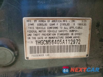 Zdjęcie 13 z 13 samochodu: 2005 HONDA ACCORD LX VIN:1HGCM56405A112972 - miniatura