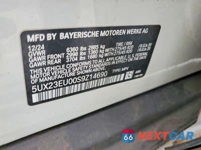 Zdjęcie 13 z 13 samochodu: 2025 BMW X5 XDRIVE40I VIN:5UX23EU00S9Z14690 - miniatura