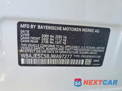 Zdjęcie 12 z 12 samochodu: 2018 BMW 540 I VIN:WBAJE5C58JWA97277 - miniatura