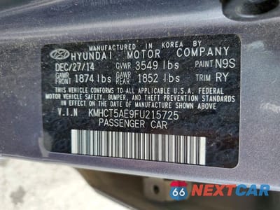 Zdjęcie 13 z 13 samochodu: 2015 HYUNDAI ACCENT GS VIN:KMHCT5AE9FU215725 - miniatura