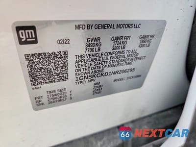 Zdjęcie 13 z 13 samochodu: 2022 CHEVROLET SUBURBAN K1500 LT VIN:1GNSKCKD1NR206295 - miniatura