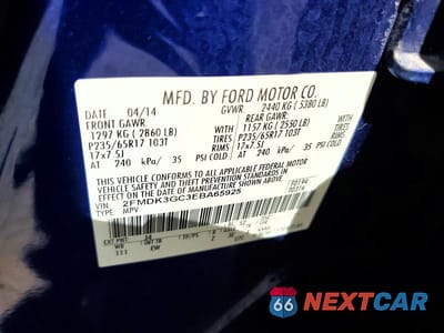 Zdjęcie 13 z 13 samochodu: 2014 FORD EDGE SE VIN:2FMDK3GC3EBA65925 - miniatura