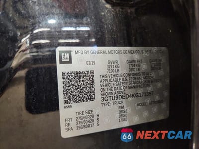 Zdjęcie 12 z 12 samochodu: 2019 GMC SIERRA K1500 SLT VIN:3GTU9DED4KG171357 - miniatura