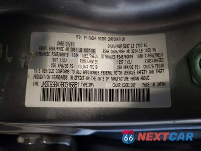 Zdjęcie 13 z 13 samochodu: 2011 MAZDA CX-9 VIN:JM3TB3BA7B0316861 - miniatura