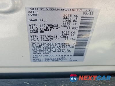Zdjęcie 13 z 13 samochodu: 2016 NISSAN ROGUE SL VIN:5N1AT2MT0GC734489 - miniatura