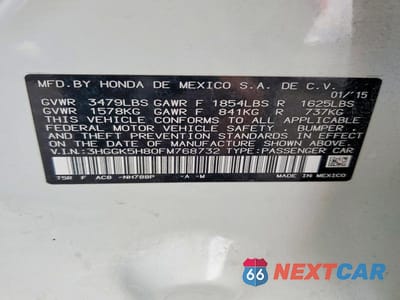Zdjęcie 12 z 12 samochodu: 2015 HONDA FIT EX VIN:3HGGK5H80FM768732 - miniatura