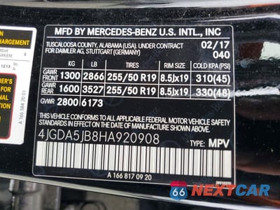 Zdjęcie 13 z 13 samochodu: 2017 MERCEDES-BENZ GLE 350 VIN:4JGDA5JB8HA920908 - miniatura
