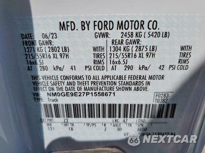 Zdjęcie 13 z 13 samochodu: 2023 FORD TRANSIT CONNECT XL VIN:NM0GE9E27P1558671 - miniatura