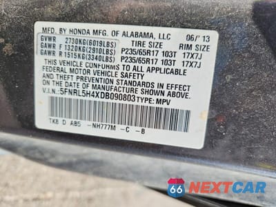 Zdjęcie 13 z 13 samochodu: 2013 HONDA ODYSSEY EX VIN:5FNRL5H4XDB090803 - miniatura