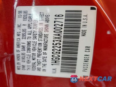 Zdjęcie 12 z 12 samochodu: 1999 HONDA ACCORD EX VIN:1HGCG2253XA002716 - miniatura
