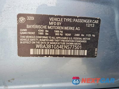 Zdjęcie 12 z 12 samochodu: 2014 BMW 320 I VIN:WBA3B1G54ENS77501 - miniatura