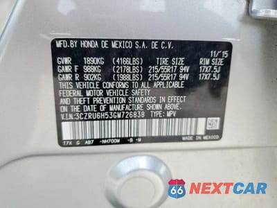 Zdjęcie 13 z 13 samochodu: 2016 HONDA HR-V EX VIN:3CZRU6H53GM726838 - miniatura