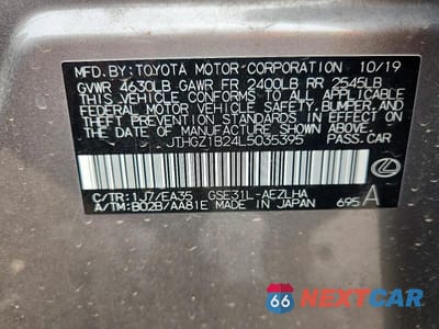 Zdjęcie 12 z 12 samochodu: 2020 LEXUS IS 350 F SPORT VIN:JTHGZ1B24L5035395 - miniatura