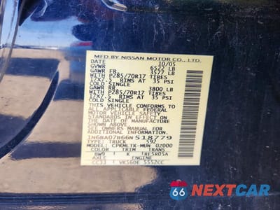 Zdjęcie 13 z 13 samochodu: 2006 NISSAN TITAN XE FFV VIN:1N6BA07B66N518779 - miniatura