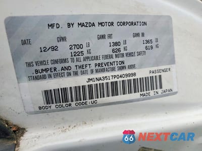 Zdjęcie 12 z 12 samochodu: 1993 MAZDA MX-5 MIATA VIN:JM1NA3517P0409998 - miniatura