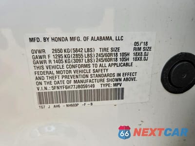 Zdjęcie 12 z 12 samochodu: 2018 HONDA PILOT EXLN VIN:5FNYF6H77JB059149 - miniatura