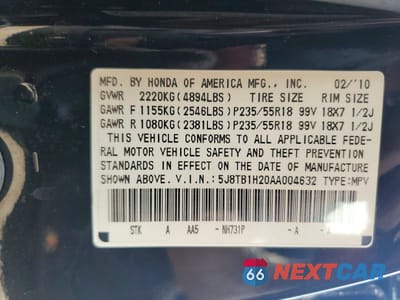 Zdjęcie 12 z 12 samochodu: 2010 ACURA RDX VIN:5J8TB1H20AA004632 - miniatura