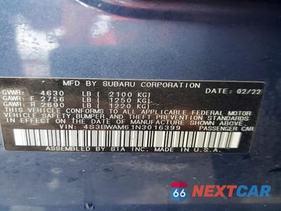 Zdjęcie 13 z 13 samochodu: 2022 SUBARU LEGACY LIMITED VIN:4S3BWAM61N3016399 - miniatura