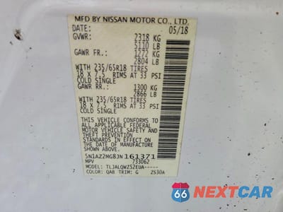 Zdjęcie 13 z 13 samochodu: 2018 NISSAN MURANO SV VIN:5N1AZ2MG8JN161371 - miniatura
