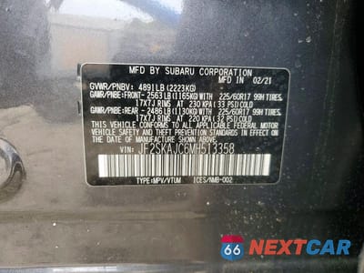Zdjęcie 14 z 14 samochodu: 2021 SUBARU FORESTER PREMIUM VIN:JF2SKAJC6MH513358 - miniatura