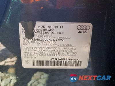 Zdjęcie 13 z 13 samochodu: 2011 AUDI Q5 PREMIUM PLUS VIN:WA1LFAFP8BA091600 - miniatura