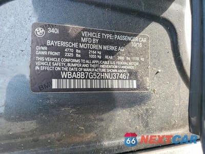 Zdjęcie 13 z 13 samochodu: 2017 BMW 340 XI VIN:WBA8B7G52HNU37467 - miniatura