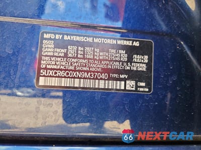 Zdjęcie 13 z 13 samochodu: 2022 BMW X5 XDRIVE40I VIN:5UXCR6C0XN9M37040 - miniatura
