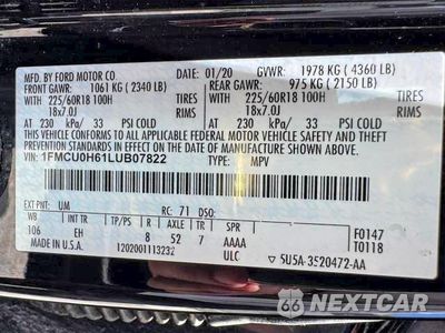 Zdjęcie 15 z 15 samochodu: 2020 FORD ESCAPE SEL VIN:1FMCU0H61LUB07822 - miniatura