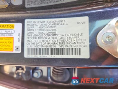 Zdjęcie 13 z 13 samochodu: 2025 HONDA ACCORD SE VIN:1HGCY1F40SA032158 - miniatura