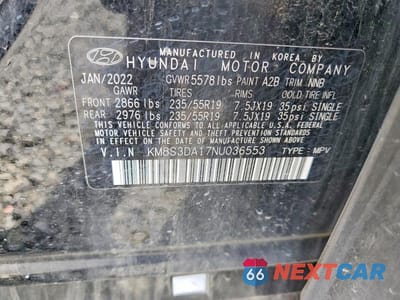 Zdjęcie 14 z 14 samochodu: 2022 HYUNDAI SANTA FE SEL PREMIUM VIN:KM8S3DA17NU036553 - miniatura