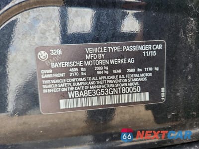 Zdjęcie 12 z 12 samochodu: 2016 BMW 328 XI SULEV VIN:WBA8E3G53GNT80050 - miniatura