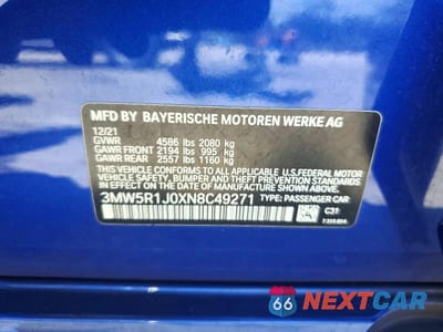 Zdjęcie 13 z 13 samochodu: 2022 BMW 330I VIN:3MW5R1J0XN8C49271 - miniatura