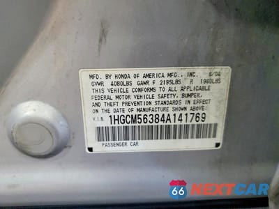 Zdjęcie 12 z 12 samochodu: 2004 HONDA ACCORD VIN:1HGCM56384A141769 - miniatura