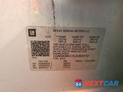 Zdjęcie 14 z 14 samochodu: 2020 CHEVROLET TAHOE K1500 LT VIN:1GNSKBKC7LR203772 - miniatura