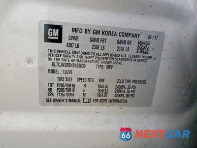 Zdjęcie 14 z 14 samochodu: 2017 CHEVROLET TRAX LS VIN:KL7CJNSB5HB183639 - miniatura
