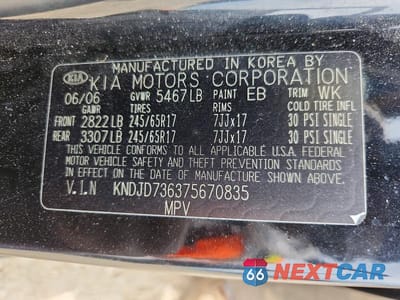 Zdjęcie 13 z 13 samochodu: 2007 KIA SORENTO BASE VIN:KNDJD736375670835 - miniatura