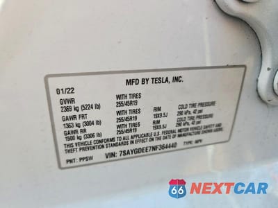 Zdjęcie 12 z 12 samochodu: 2022 TESLA MODEL Y VIN:7SAYGDEE7NF364440 - miniatura