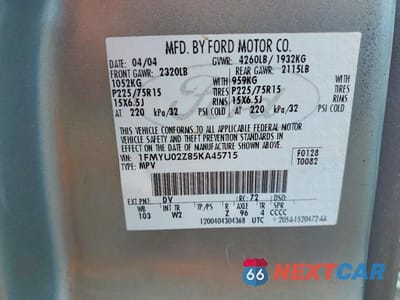 Zdjęcie 13 z 13 samochodu: 2005 FORD ESCAPE XLS VIN:1FMYU02Z85KA45715 - miniatura